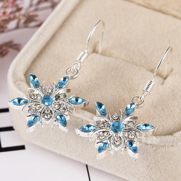 Rhinestone Snowflake Drop Earrings