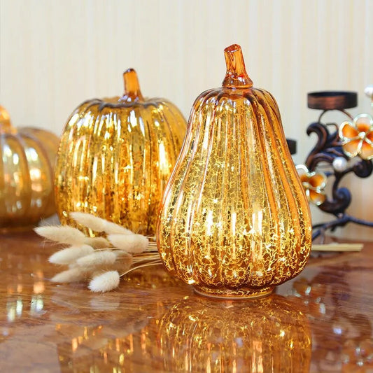 Glass Luminous Pumpkin Lamp With Timer - jenshomeandgardendecor