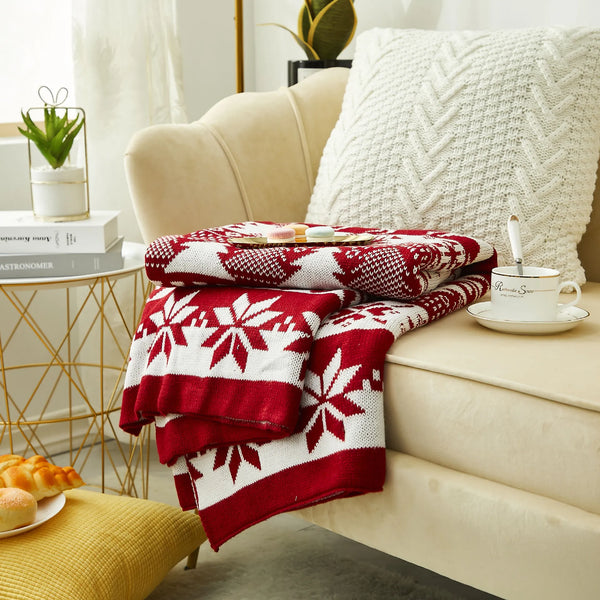 Nordic Plaid Red Throw Blanket - jenshomeandgardendecor