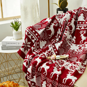 Nordic Plaid Red Throw Blanket - jenshomeandgardendecor