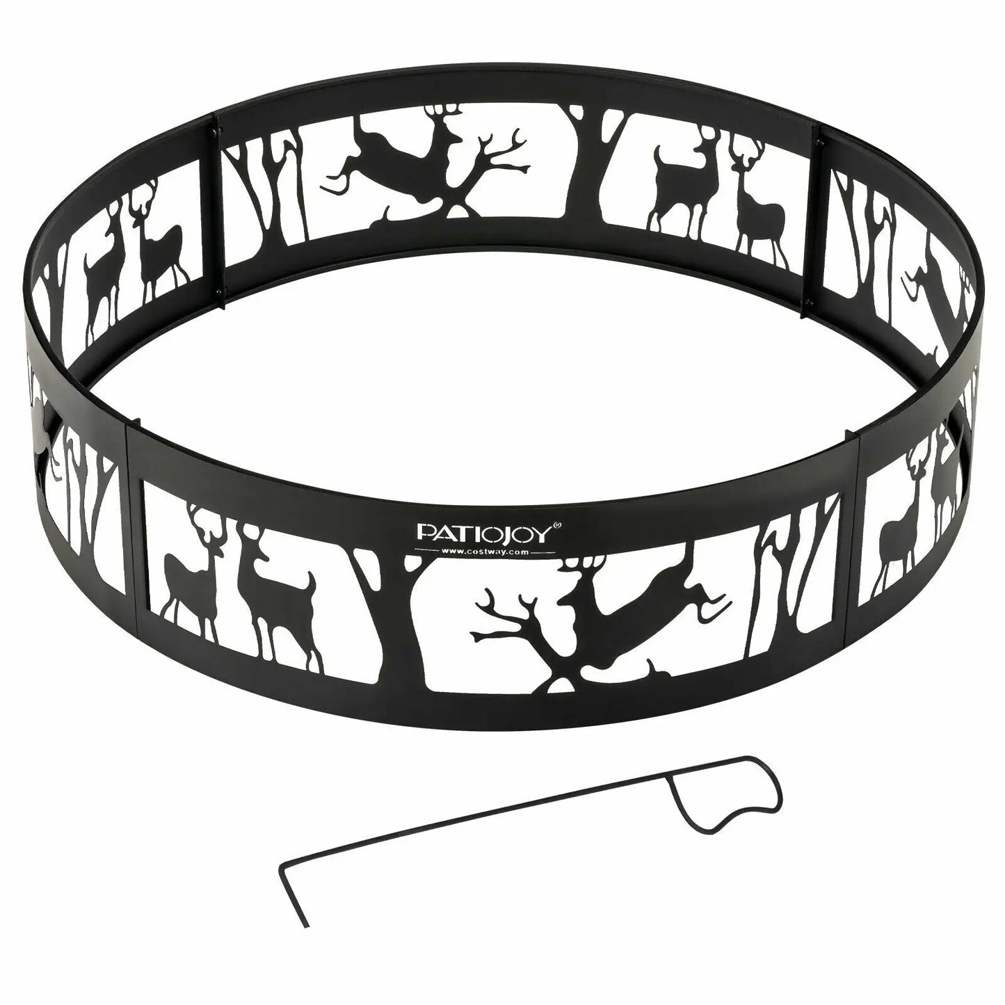 Metal Fire Pit Ring Deer w/Extra Poker - jenshomeandgardendecor