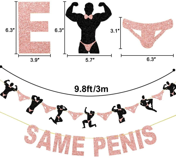 Bachelorette Party Same Penis Forever Banner Rose Gold