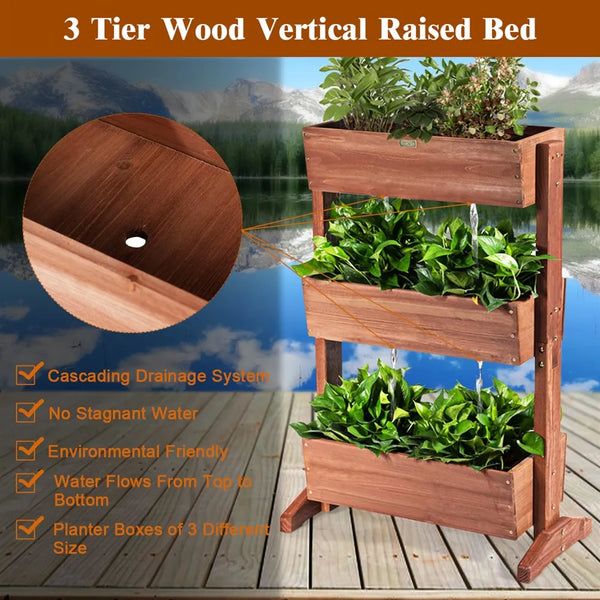 3-Tier Raised Garden Bed Vertical Freestanding Elevated Planter - jenshomeandgardendecor