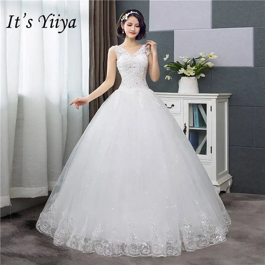 V-Neck Organza Wedding Dress