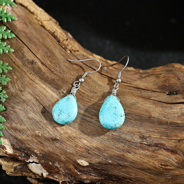 Natural Stone Turquoises Earrings - jenshomeandgardendecor