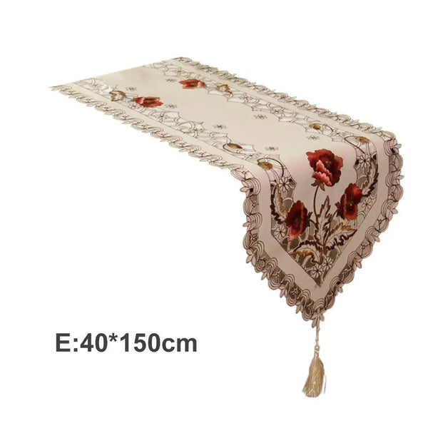 Retro European Pastoral Embroidered Floral Tablecloth Table Runner - jenshomeandgardendecor