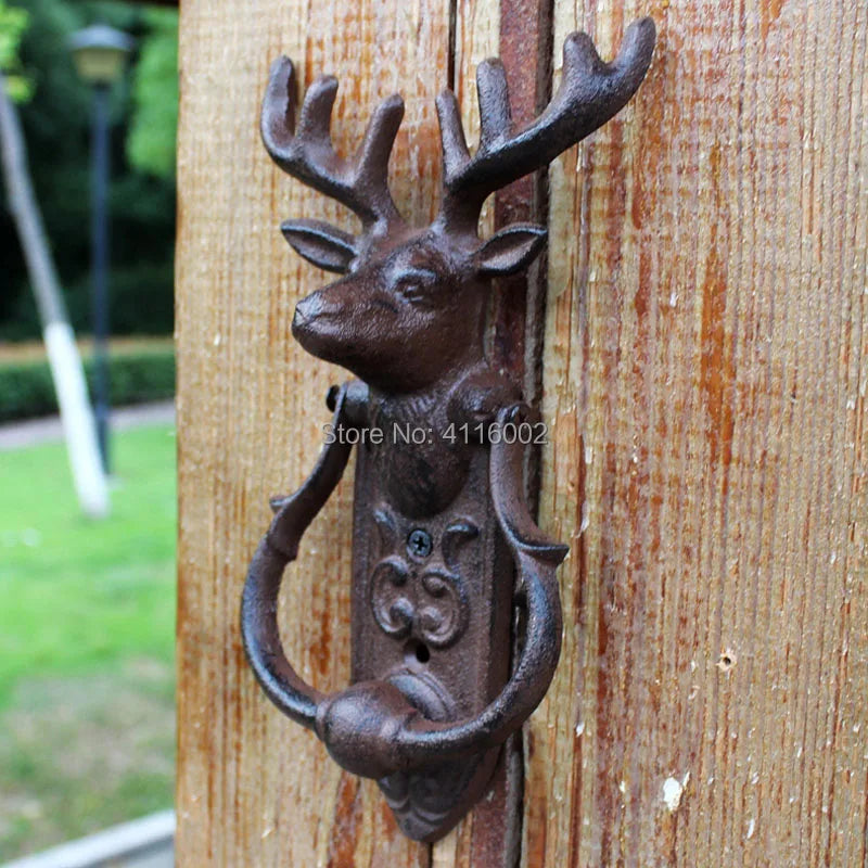 2 Pieces Rustic Cast Iron Stag Door Knocker