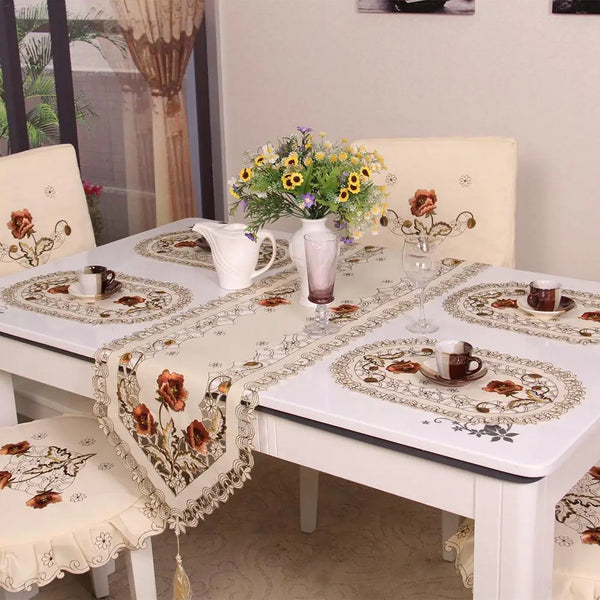 Retro European Pastoral Embroidered Floral Tablecloth Table Runner - jenshomeandgardendecor