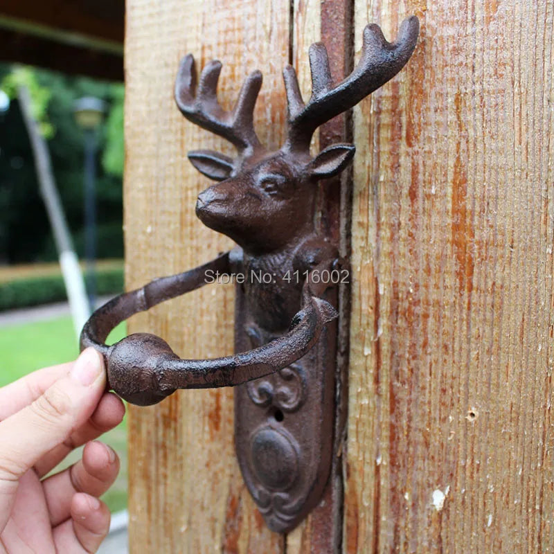 2 Pieces Rustic Cast Iron Stag Door Knocker