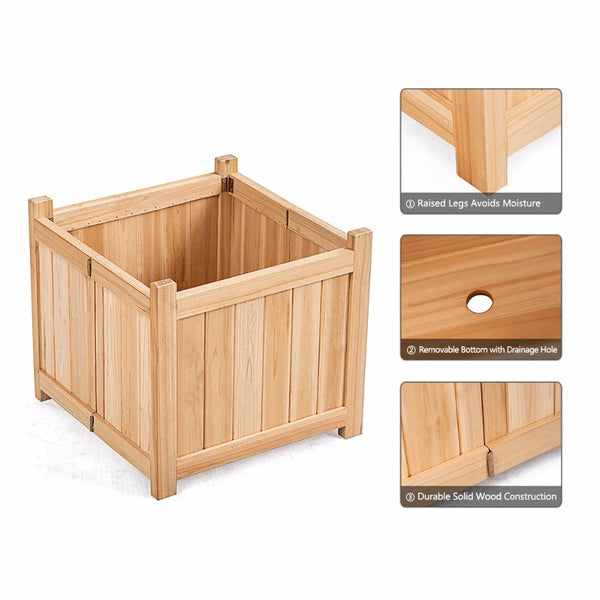 2PS Square Wood Flower Planter Box - jenshomeandgardendecor