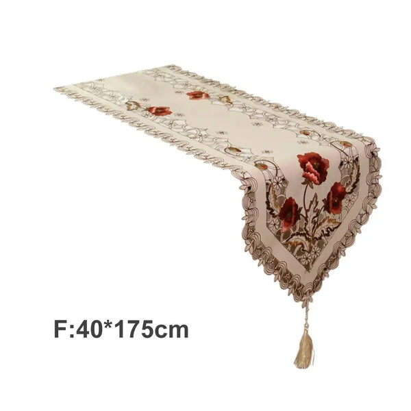 Retro European Pastoral Embroidered Floral Tablecloth Table Runner - jenshomeandgardendecor