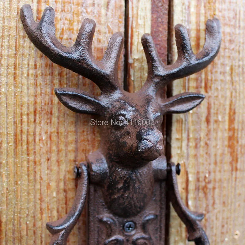 2 Pieces Rustic Cast Iron Stag Door Knocker