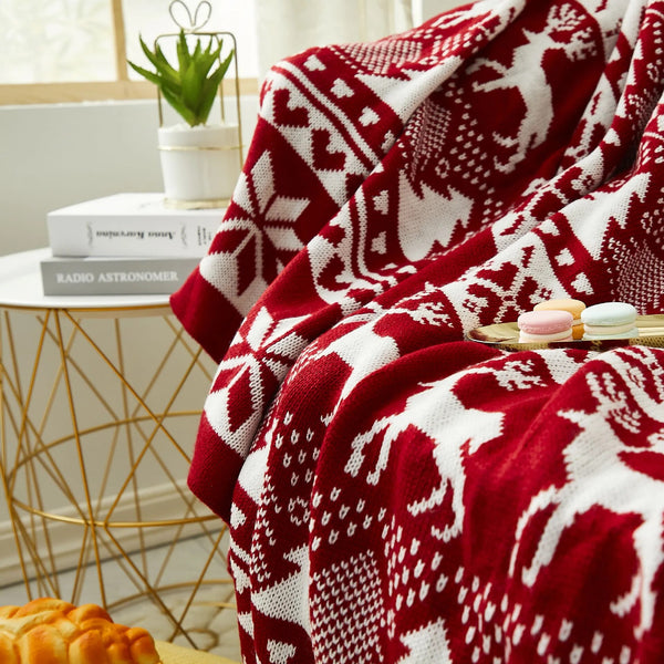 Nordic Plaid Red Throw Blanket - jenshomeandgardendecor