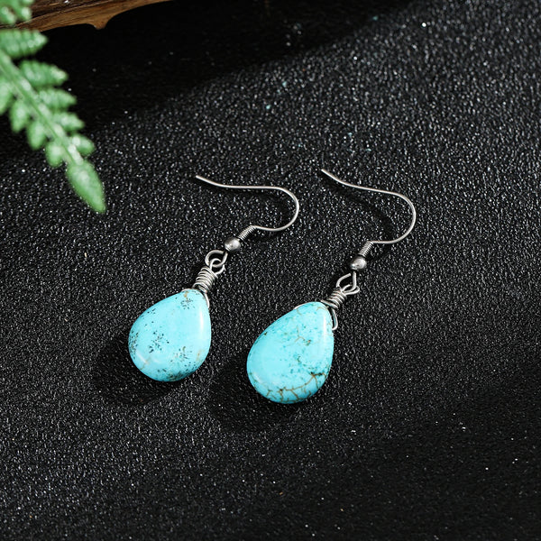 Natural Stone Turquoises Earrings - jenshomeandgardendecor