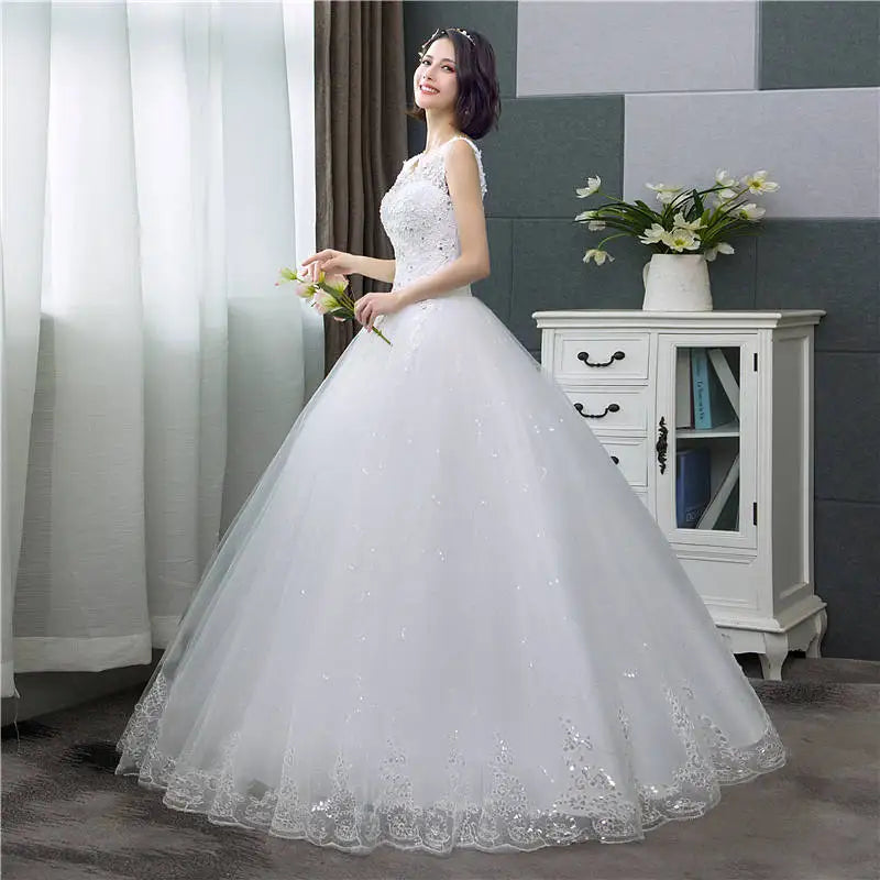 V-Neck Organza Wedding Dress