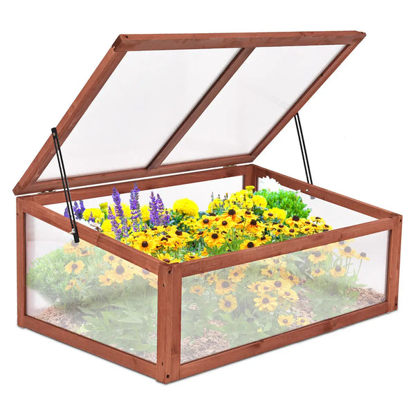 Portable Wooden Green House Cold Frame Raised Beds Protection - jenshomeandgardendecor