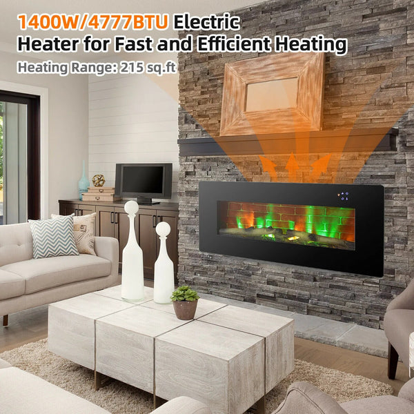 Electric Fireplace Wall Mounted Freestanding Heater Remote Control 1500W - jenshomeandgardendecor