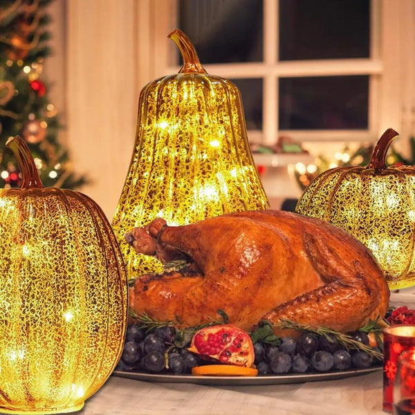 Glass Luminous Pumpkin Lamp With Timer - jenshomeandgardendecor