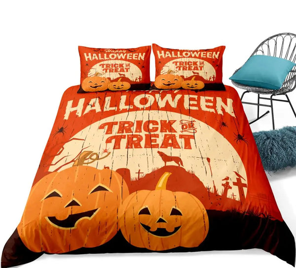 Halloween Bedding Set Pumpkin Lantern 3pcs