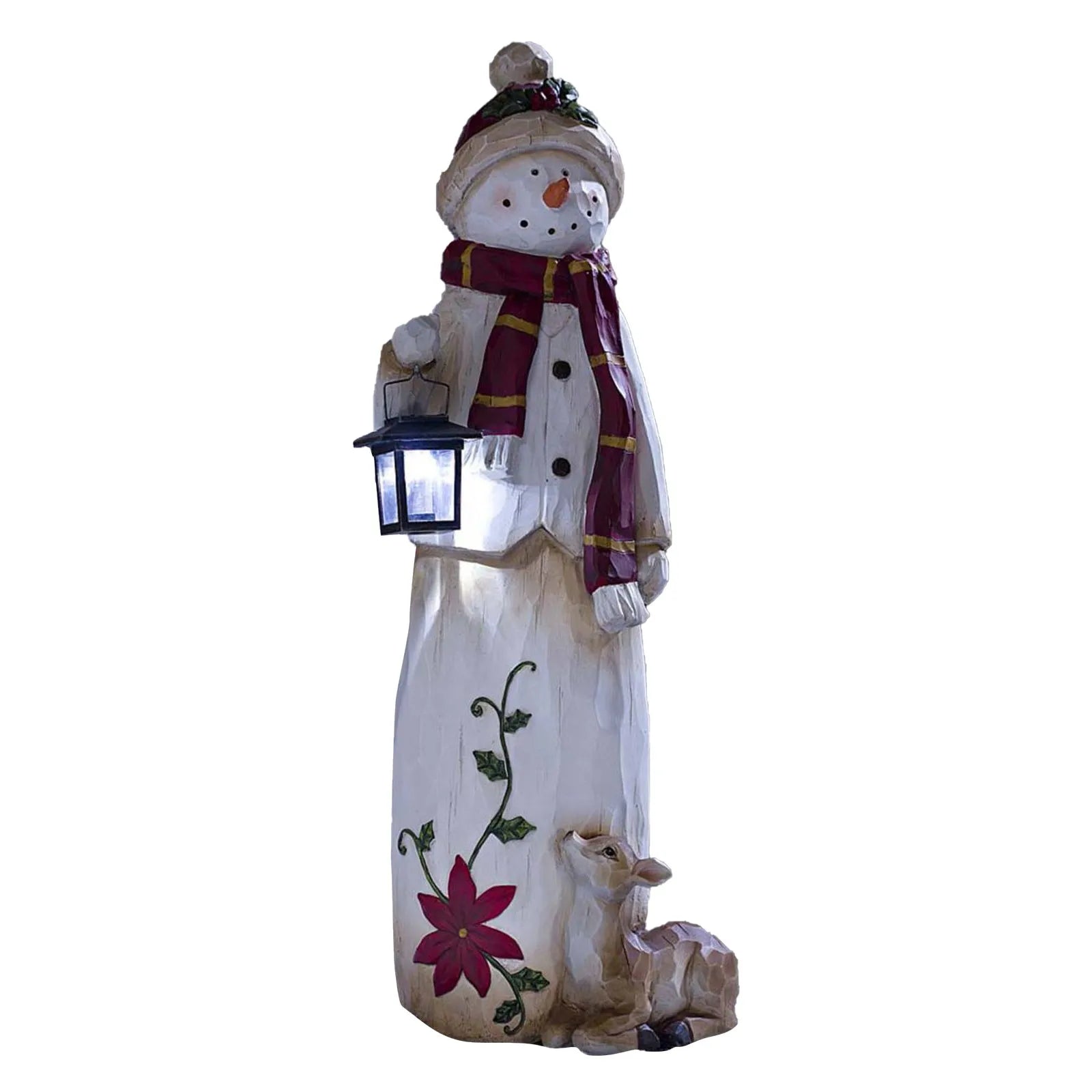 Luminated Solar Lantern Snowman - jenshomeandgardendecor