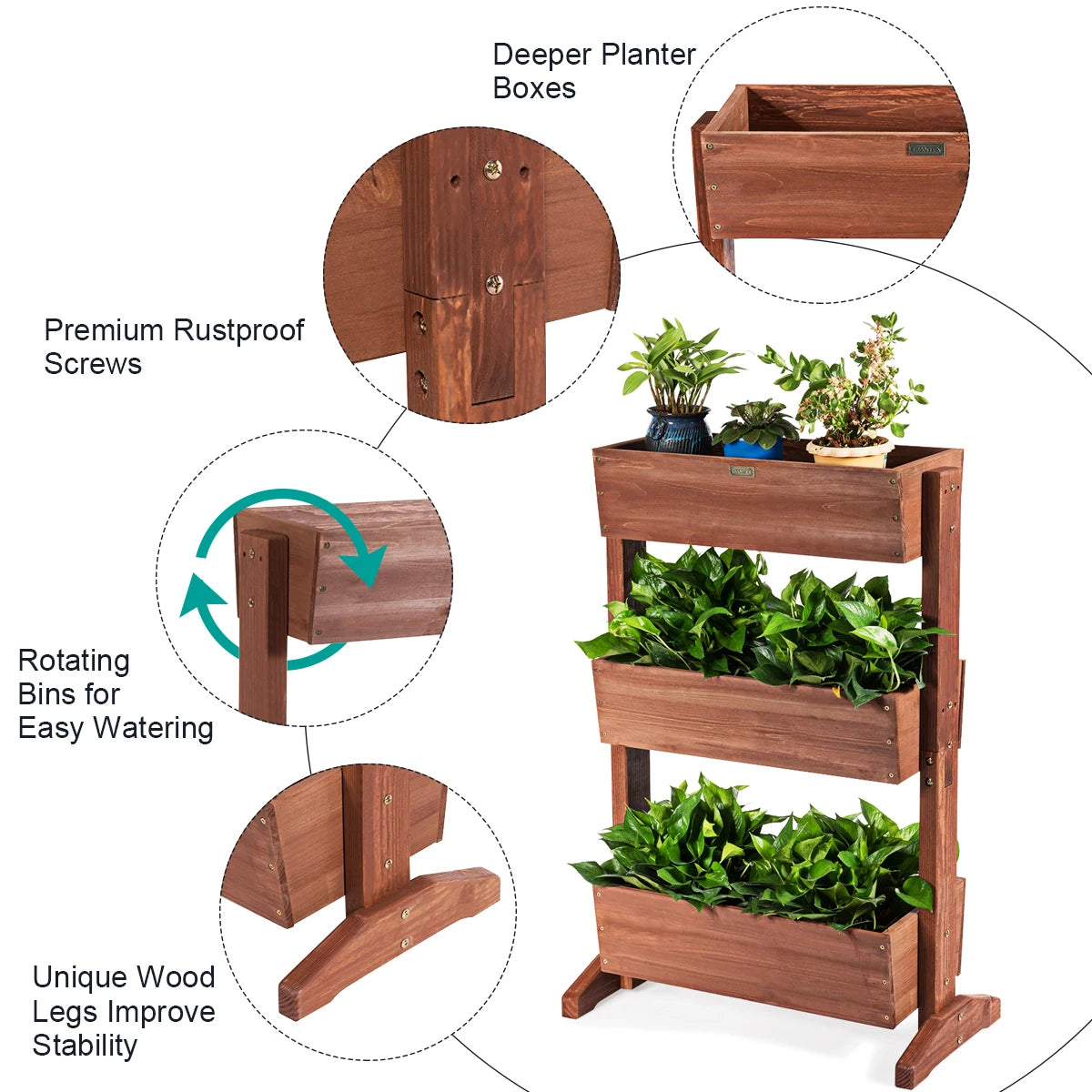 3-Tier Raised Garden Bed Vertical Freestanding Elevated Planter - jenshomeandgardendecor