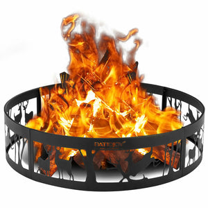 Metal Fire Pit Ring Deer w/Extra Poker - jenshomeandgardendecor