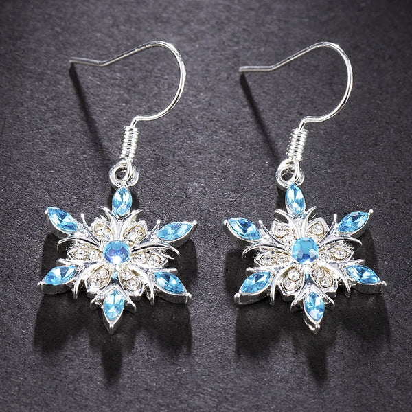 Rhinestone Snowflake Drop Earrings