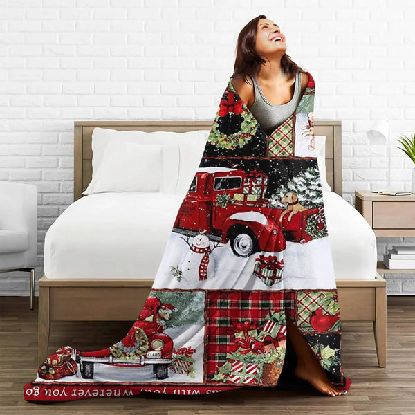 Christmas Red Truck Flannel Blankets