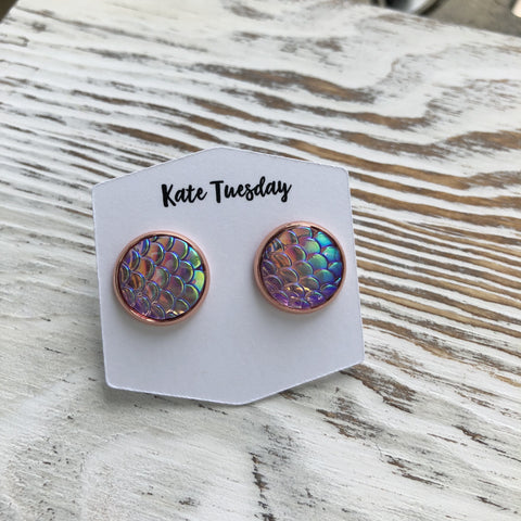 Purple + Pink Mermaid Druzy Earrings - jenshomeandgardendecor