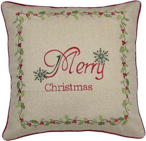 Merry Christmas with Holly Pillow - jenshomeandgardendecor