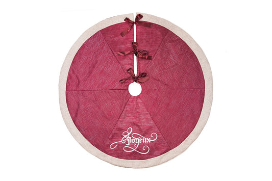 Joyeux Christmas Tree Skirt, 56"Rnd - jenshomeandgardendecor