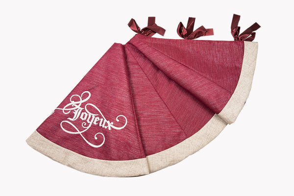 Joyeux Christmas Tree Skirt, 56"Rnd - jenshomeandgardendecor