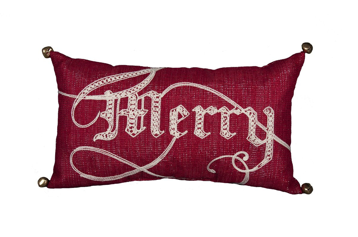 Merry Christmas Pillow, 8"x14" - jenshomeandgardendecor