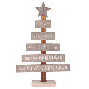 Mini Wooden Merry Christmas Tree Desk Table Decor - jenshomeandgardendecor