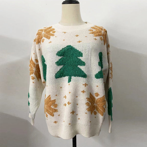 O- neck Pullover Christmas Sweater Tops - jenshomeandgardendecor