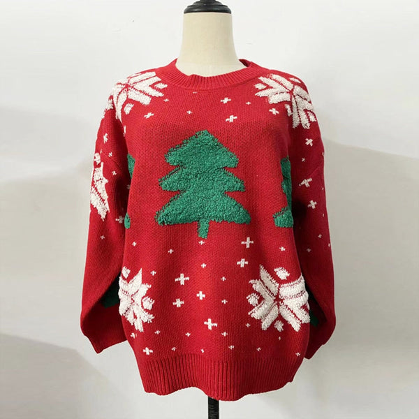 O- neck Pullover Christmas Sweater Tops - jenshomeandgardendecor