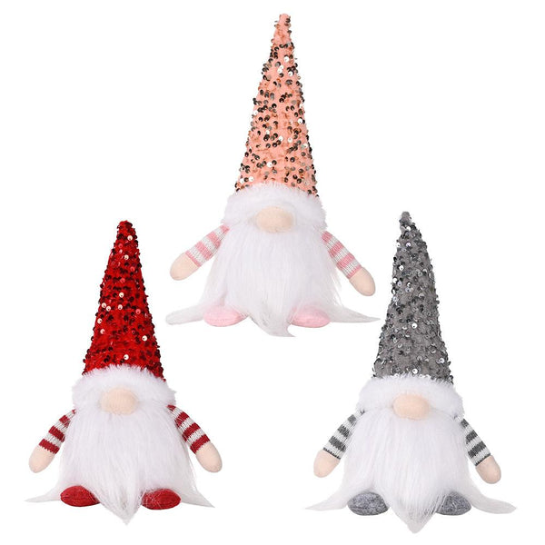 Christmas Gnome with LED Light Handmade Sequins - jenshomeandgardendecor