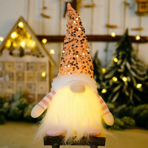 Christmas Gnome with LED Light Handmade Sequins - jenshomeandgardendecor