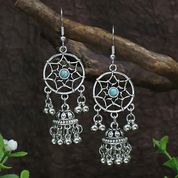 Bohemian Vintage Tibetan Silver Geometric Drop Earrings - jenshomeandgardendecor