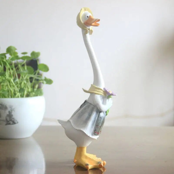 Resin Duck Craft Figurines 4 Family Member Garden Statue - jenshomeandgardendecor