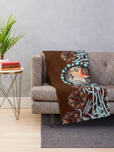 Brown Turquoise Throw Blanket