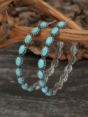 2pcs vintage Western style turquoise earrings