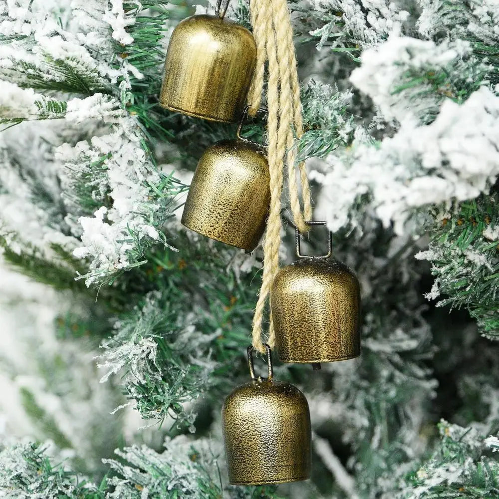 Metal Hanging Bells with Jute Rope for Christmas