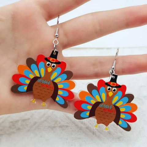 Acrylic Thanksgiving Turkey Earrings