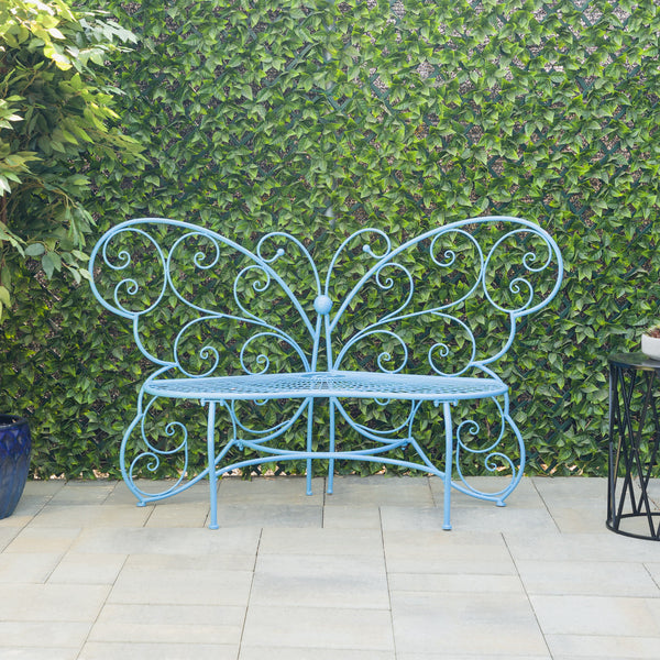 Outdoor or Indoor Steel Butterfly Garden Bench, - jenshomeandgardendecor