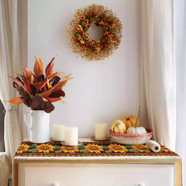 Thanksgiving Autumn Flower Sunflower Table Runner