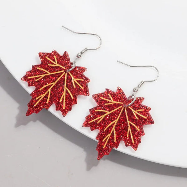 Fashion Acrylic Maple Leaves Dangle Earrings