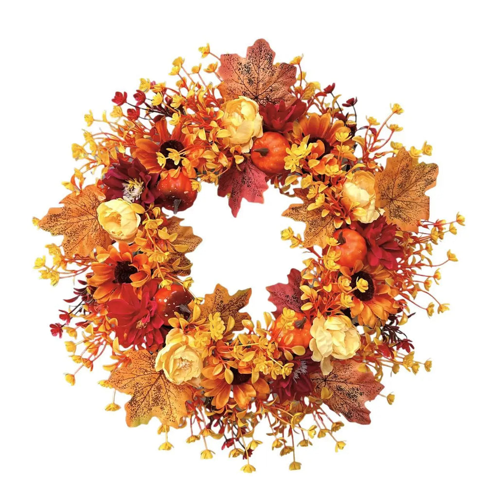Harvest Festival Maple Leaf Pumpkin Wreath