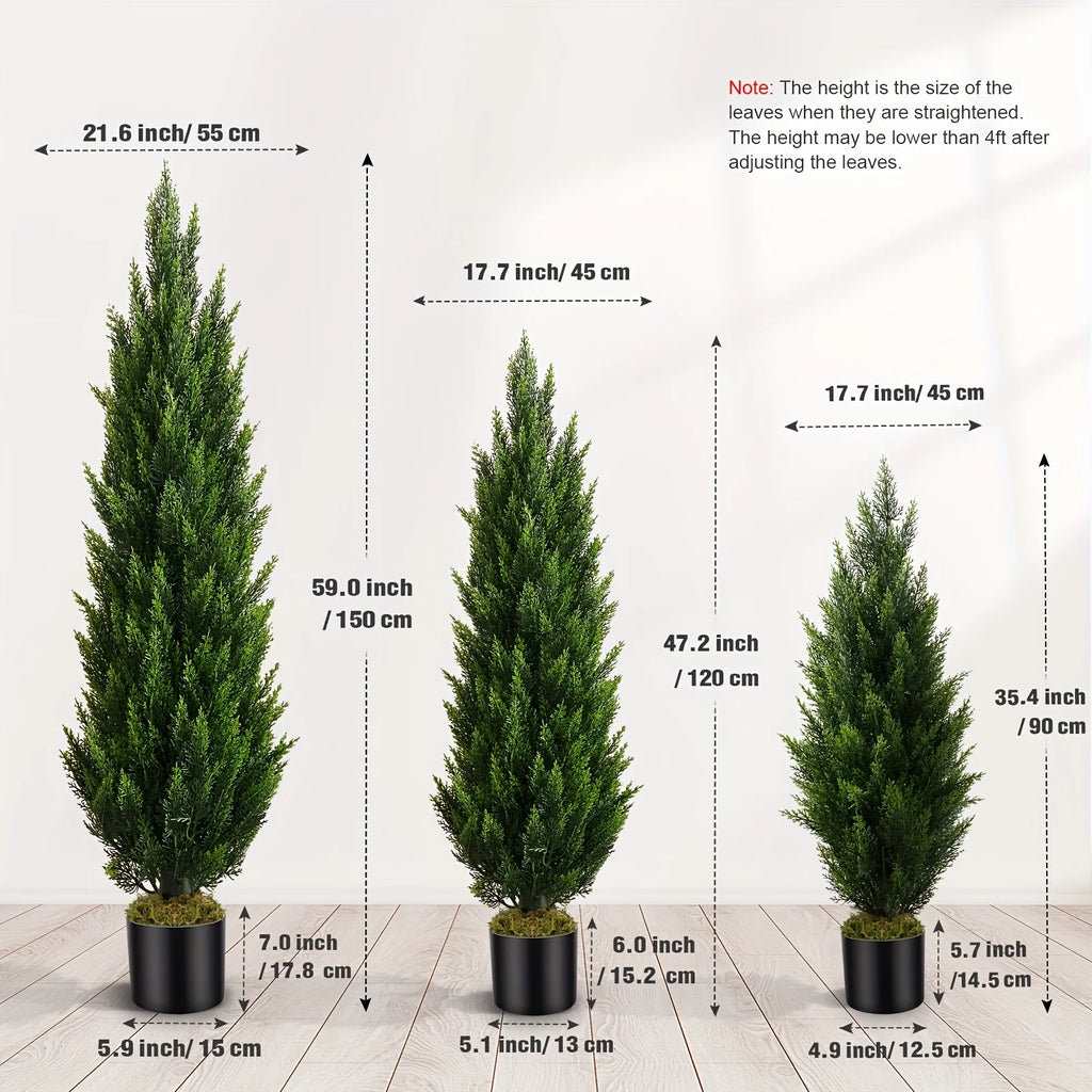 Uv Resistant Outdoor Indoor 3FT Potted Fake Cypress Tree