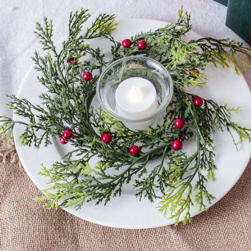 Pine Needle Candlestick Wreath for Christmas